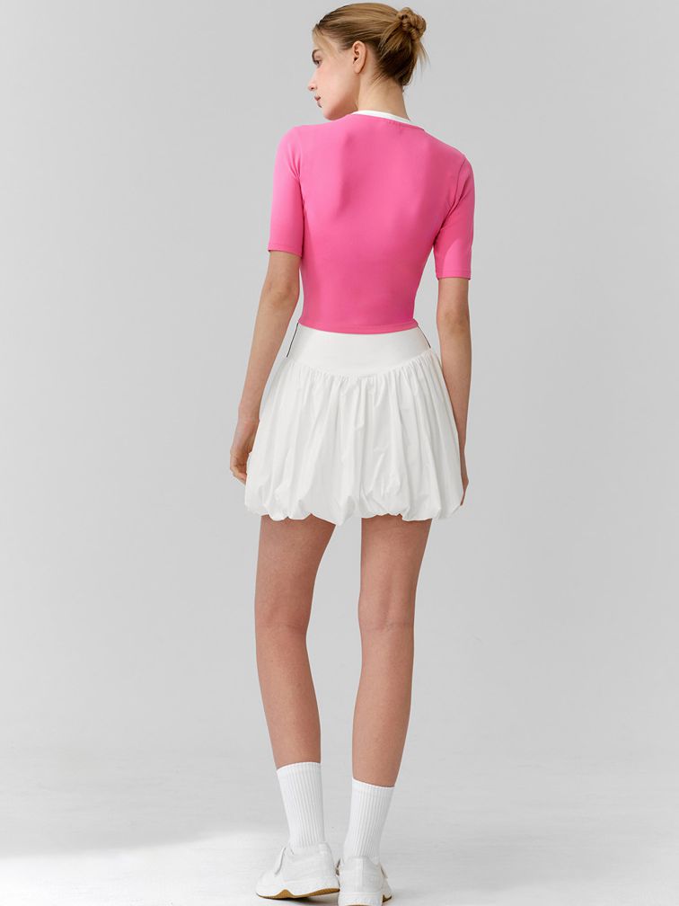 ZASUWA Female Stripe Fluffy Tennis Skirts Suit