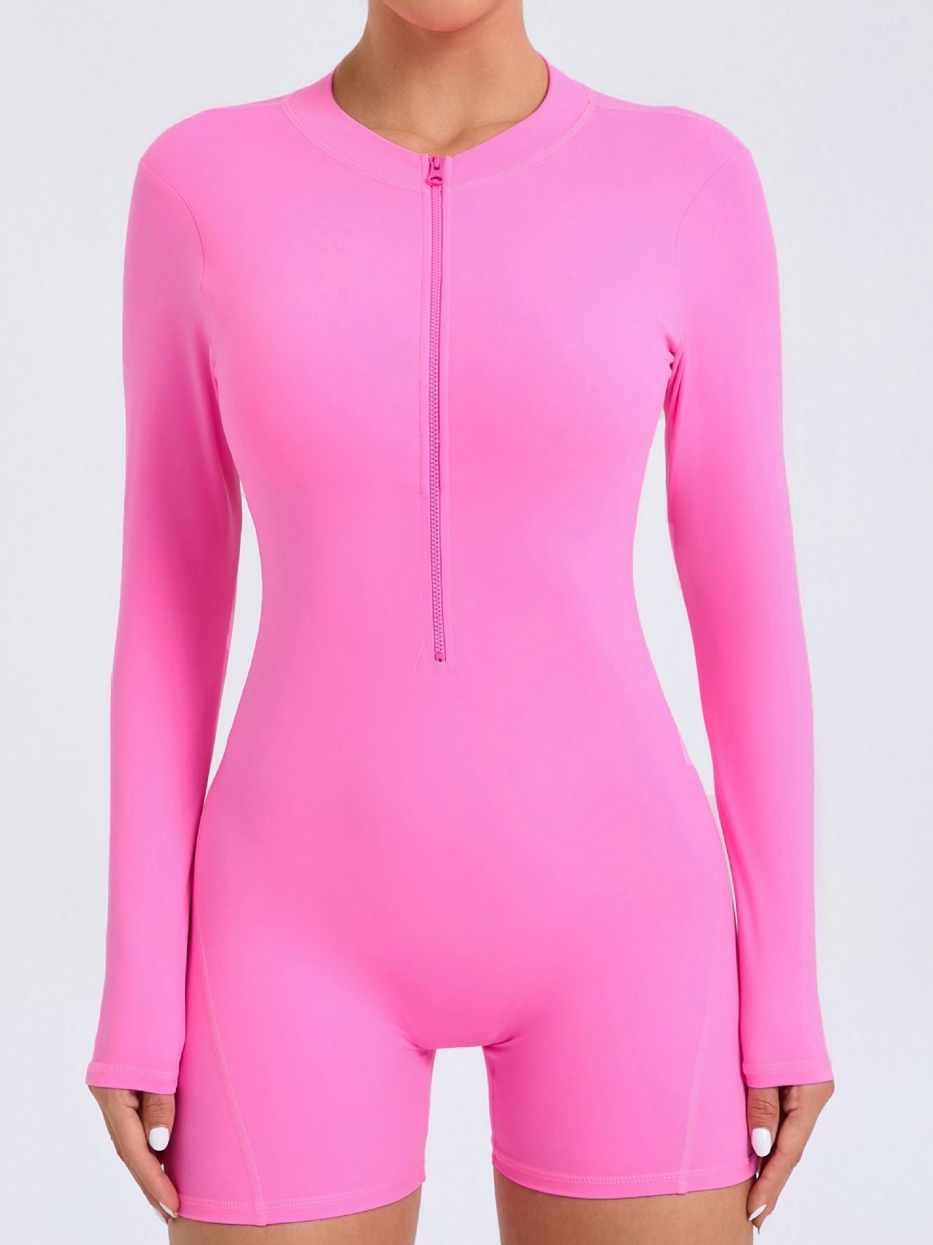 ZASUWA Female Zipper Backless Scrunch Bum With Pads Romper