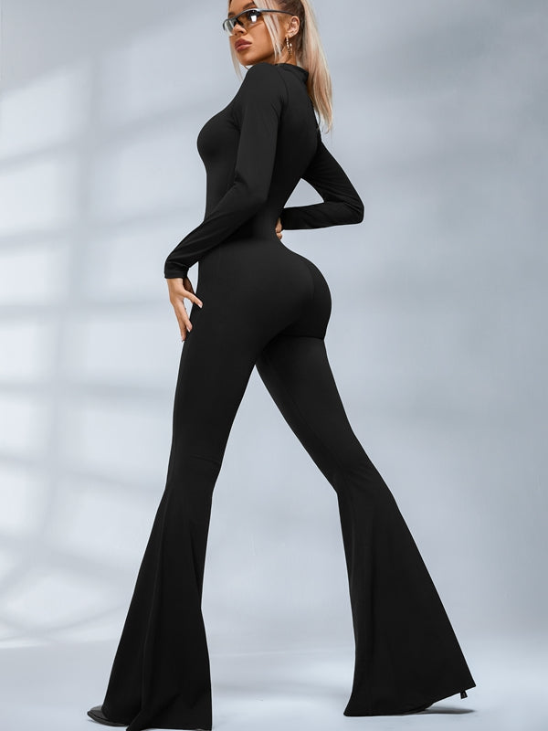 ?ZASUWA Female Trendy Zipper Flare Body-fit Jumpsuit