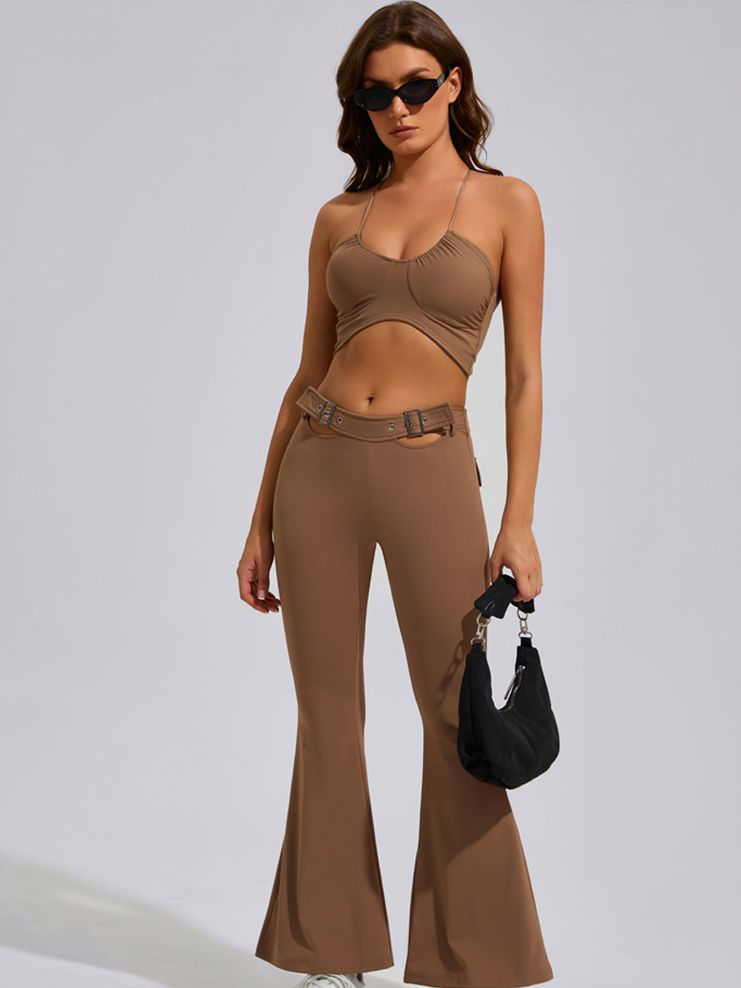 ZASUWA Female Button Cutout Cargo Style Flare Design Tracksuit