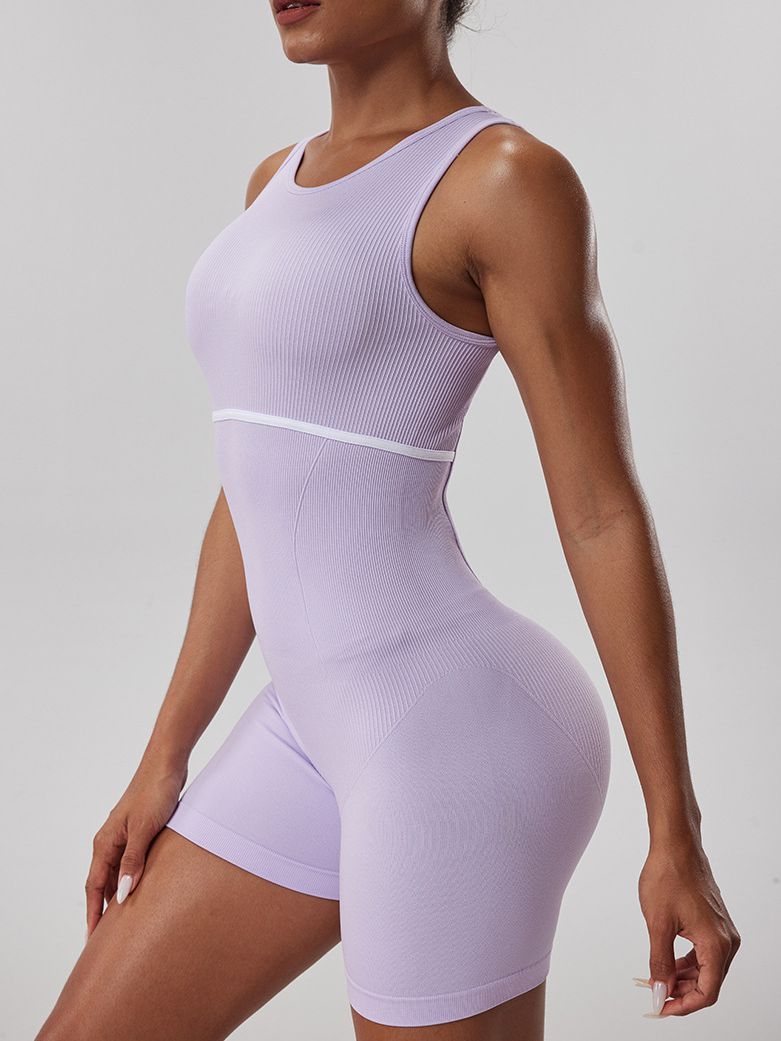 ZASUWA Female Hollow Out Elastic Tight Ribbed Romper