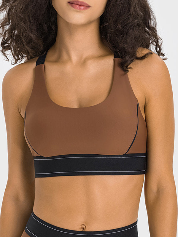 ZASUWA Female Contrast Color Adjustable Strap with Chest Pads Sports Bras