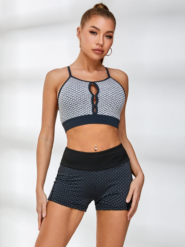 ZASUWA Female Cutout Tiktok Honeycomb Pocket Peach Hip Short Tracksuit