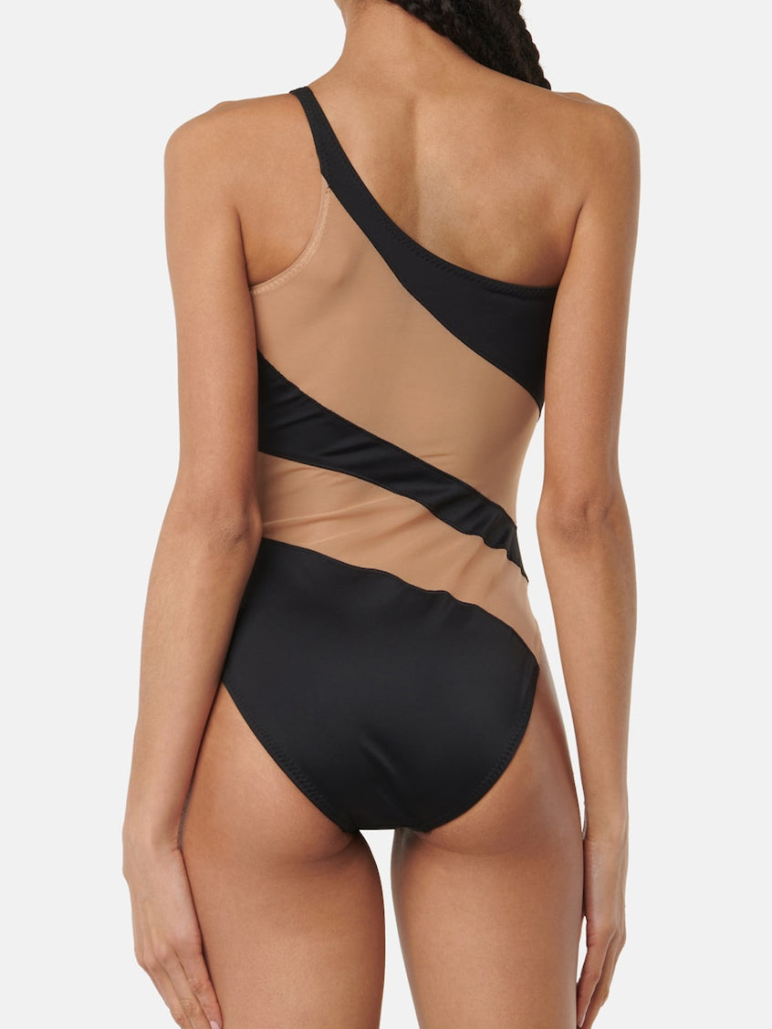 ZASUWA Female Glossy Sheer Mesh Elegance One Piece