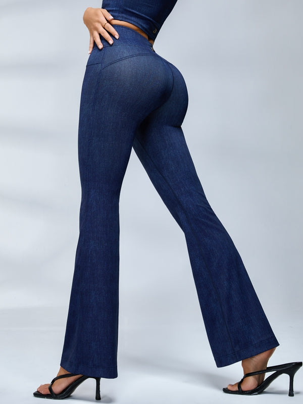 ZASUWA Female Faux Denim Quick Flare Tracksuit