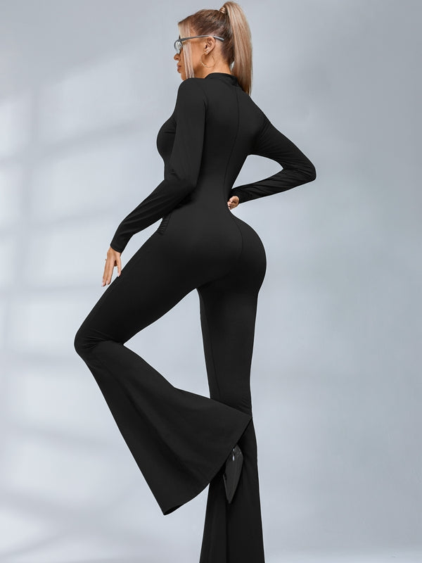 ?ZASUWA Female Trendy Zipper Flare Body-fit Jumpsuit