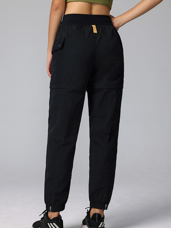 ZASUWA Female Drawstring Pocket Casual Cargo 2 in 1 Design Pants