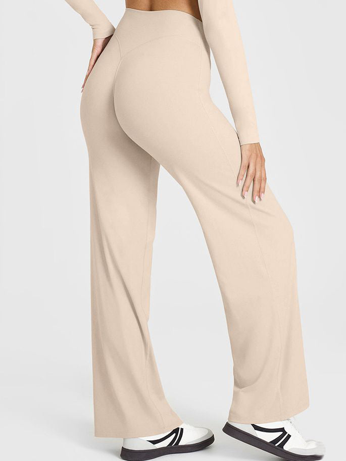 ZASUWA Female Solid Color Casual Loose Flare High-rise Leggings