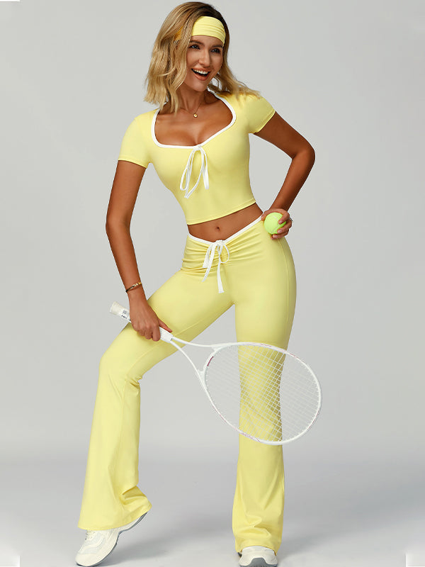 ZASUWA Female Contrast Color Lace-up V-shaped Waist Folds Tracksuit