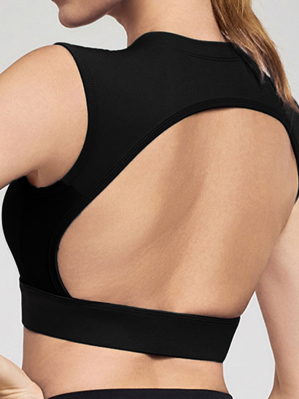 ZASUWA Female Sexy Solid Color Backless with Pads Cropped Tank