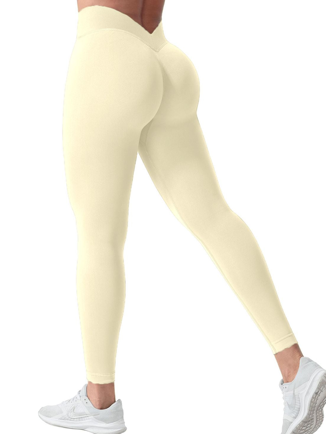 ZASUWA Female Seamless Solid Color V-shaped Waist Leggings