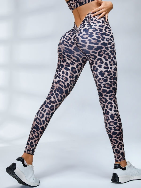 ZASUWA Female Leopard Print Mesh Cross Back Sports Bras