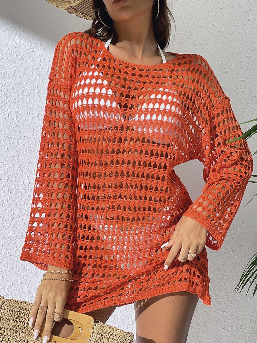 ZASUWA Female Sexy Sheer Fishnet Swimwear Without Bikini Set Cover Dress