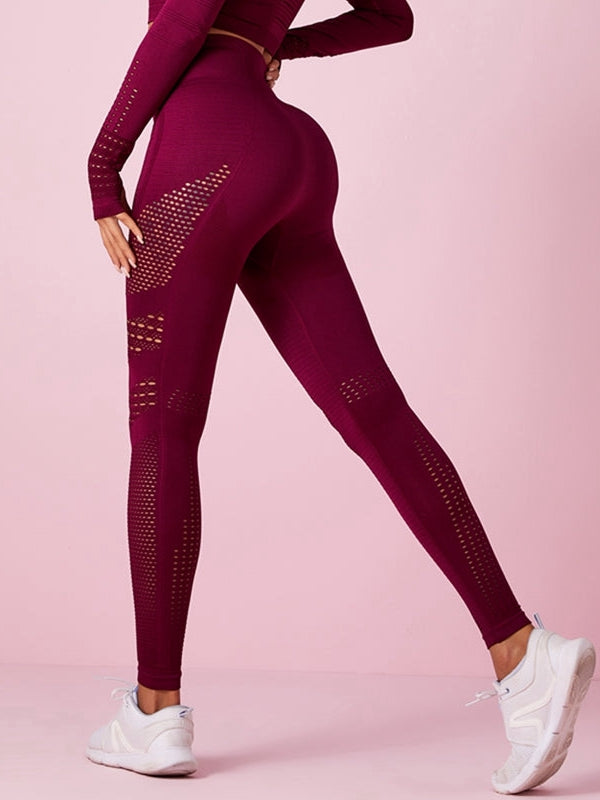 ZASUWA Female Knit Seamless Net Solid Color High-waist Sportswear