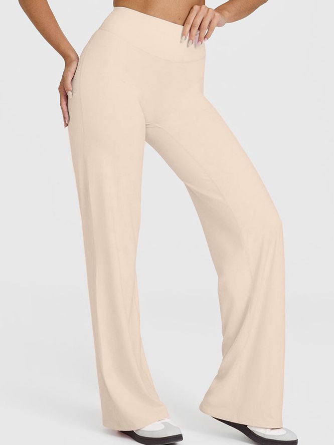 ZASUWA Female Solid Color Casual Loose Flare High-rise Leggings