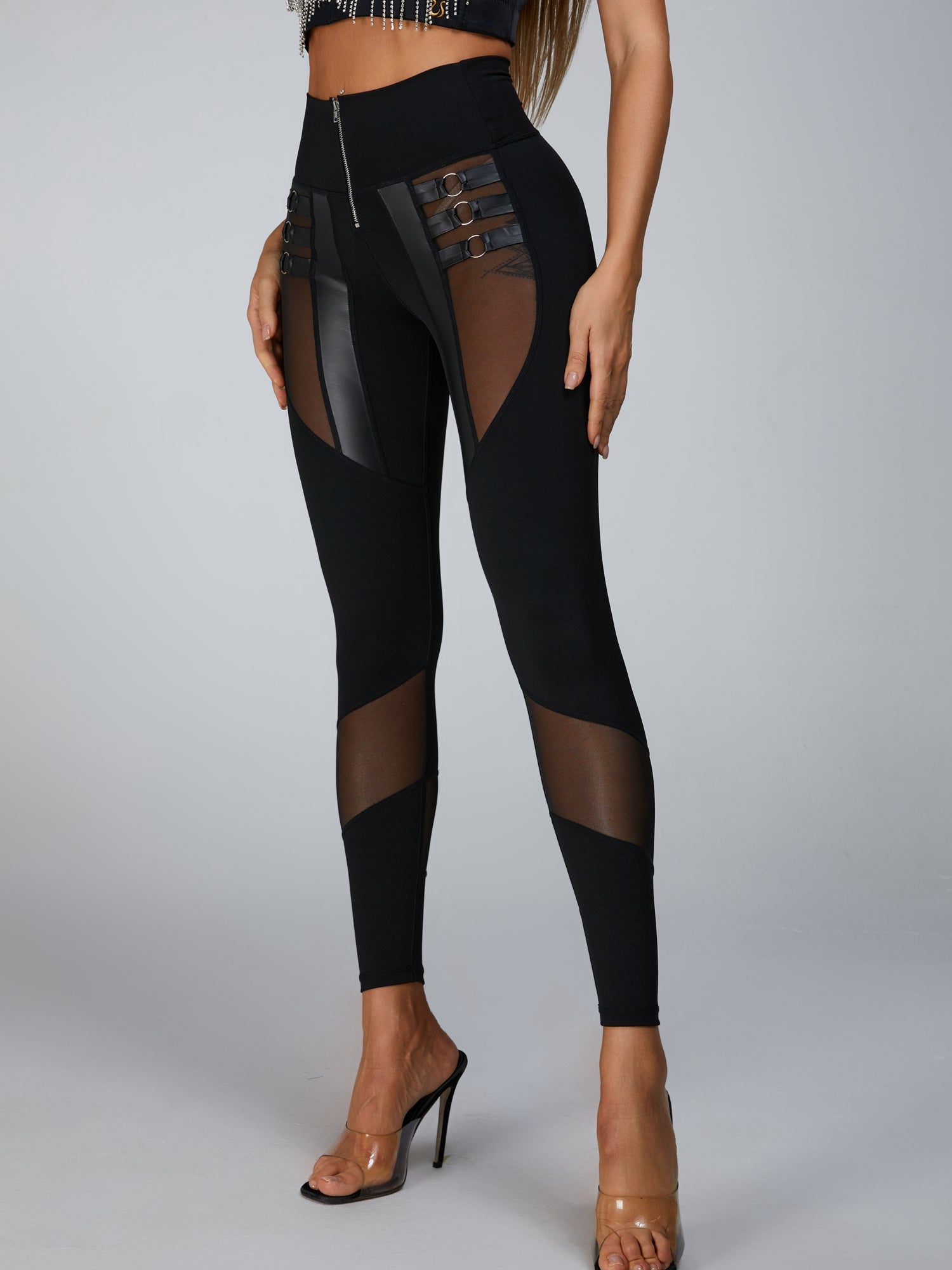 ?ZASUWA Female “Stitching Sexy” Cutout Mesh Beading Tassel Corset Tracksuit