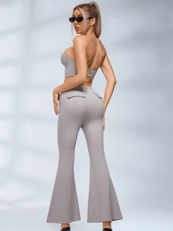 ZASUWA Female Button Cutout Cargo Style Flare Design Tracksuit