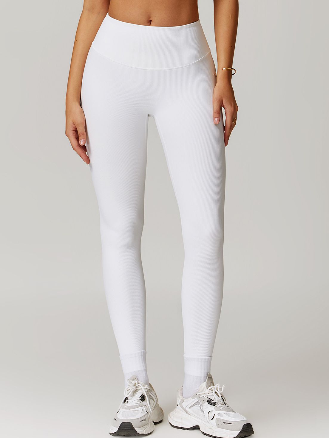 ZASUWA Female Ribbed High-waisted Hip-lift Quick Dry Elastic Tight Leggings