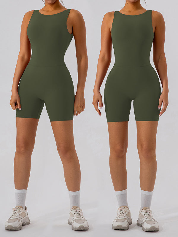 ZASUWA Female Hollow Out U Back High-Support Scrunch Bum Romper