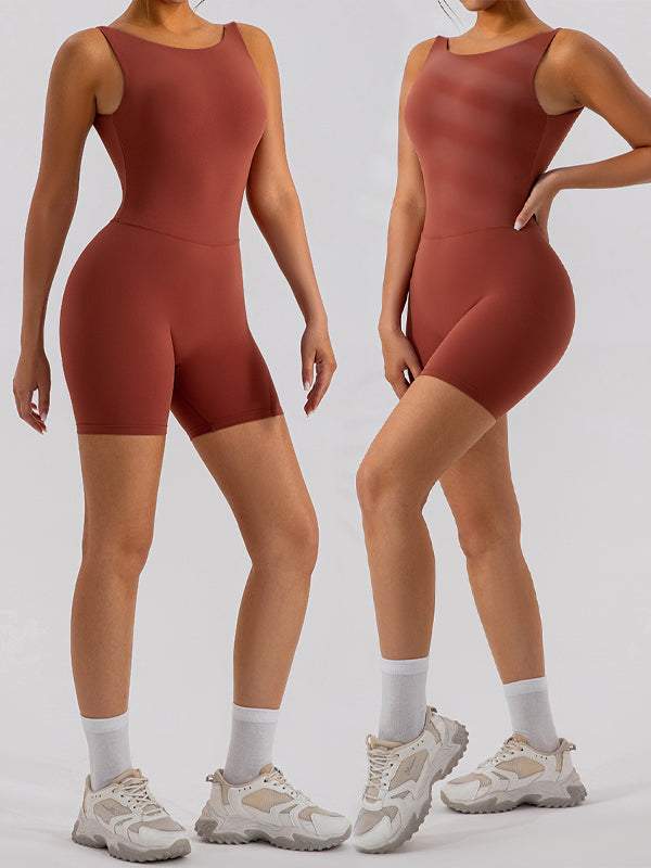 ZASUWA Female Hollow Out U Back High-Support Scrunch Bum Romper