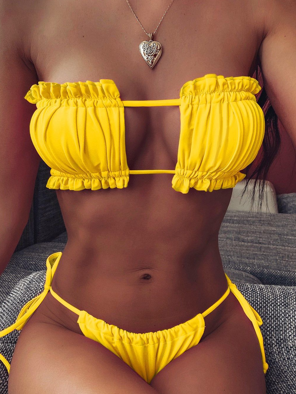 ZASUWA Female Drawstring Pleated Bikini Set
