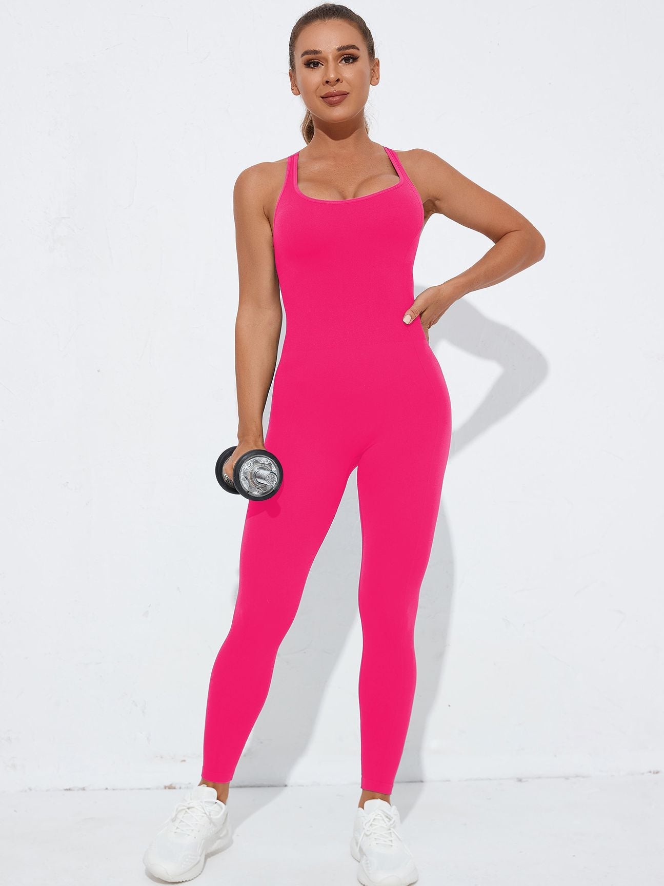 ZASUWA Female Cross Back Hollow Out Quick Dry Jumpsuit