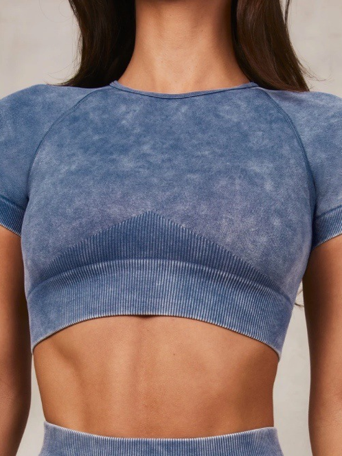 ZASUWA Female Frosted Seamless Yoga Wear Short Sleeves