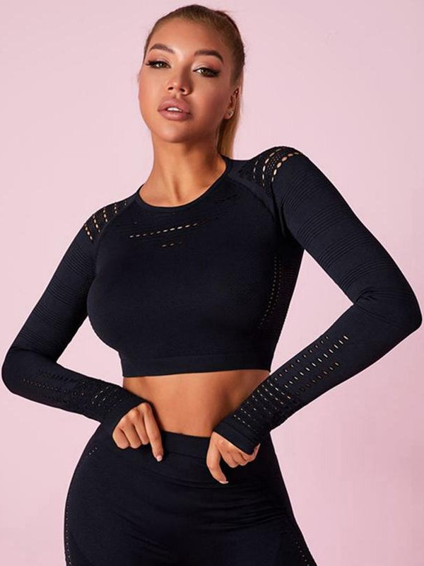 ZASUWA Female Knit Seamless Net Solid Color High-waist Tracksuit