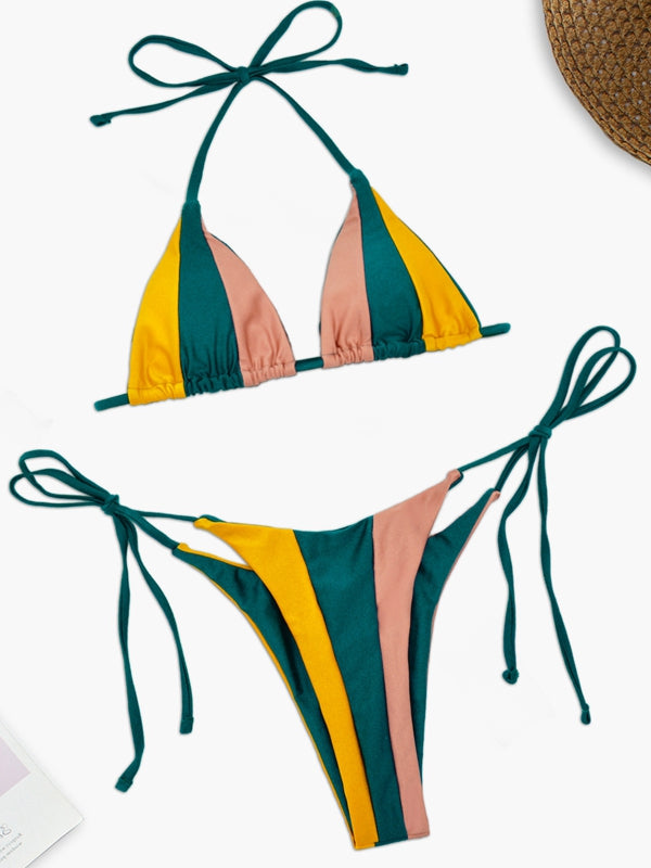 ?ZASUWA Female Sexy Rainbow Contrast Color Bikini Set