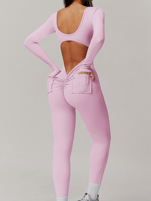 ZASUWA Female Sexy Cutout Pocket Booty Cargo Jumpsuit
