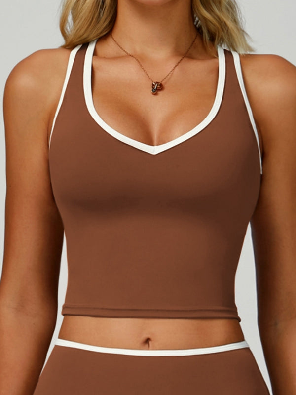 ZASUWA Female Contrast Color Stripe Hollow Out Tank