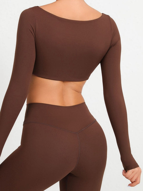 ZASUWA Female Solid Color With Chests Cropped Long Sleeves