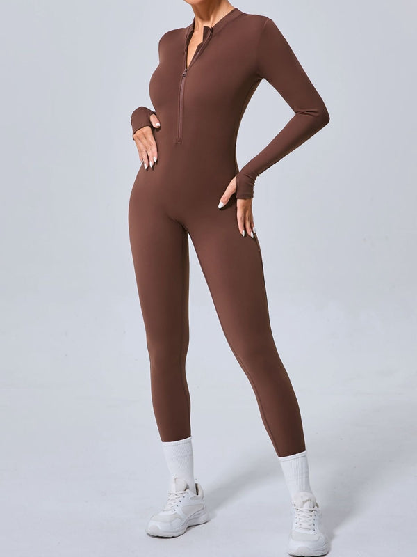 ZASUWA Female Zipper Thumbhole Hip-lift Jumpsuit