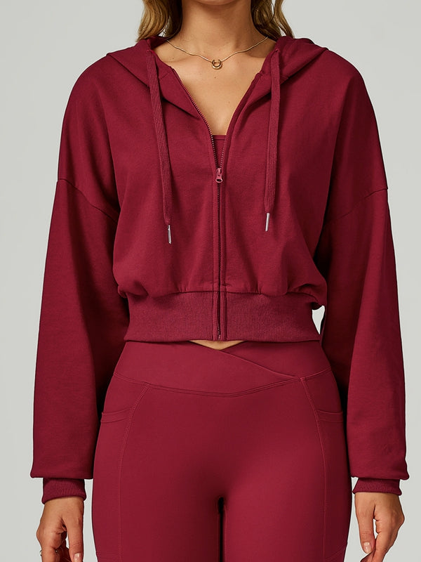 ZASUWA Female Feleece Pocket Casual Zipper Hoodie