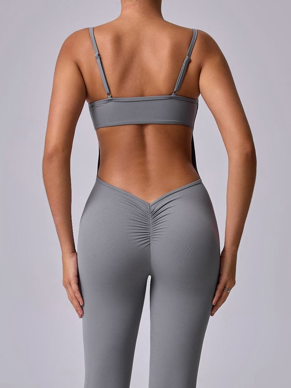 ZASUWA Female U-collar Backless Scrunch Bum Jumpsuit