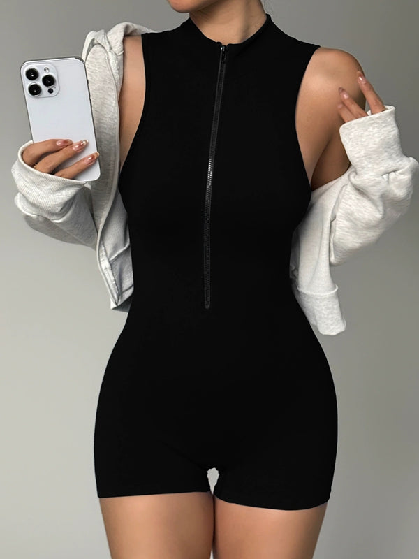ZASUWA Female Zipper Scrunch Bum Short Romper