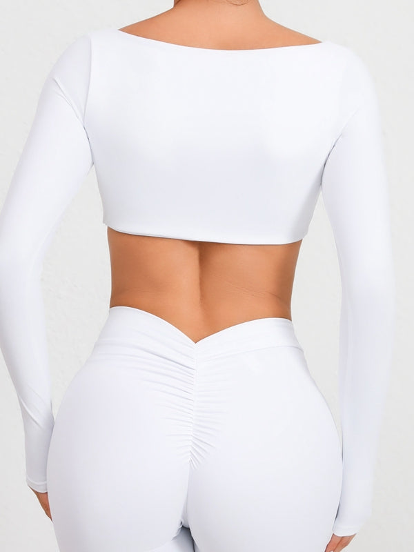 ZASUWA Female Solid Color With Chests Cropped Long Sleeves