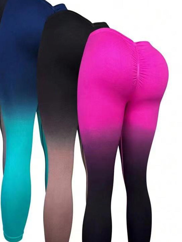 ZASUWA Female Ombre Deep V Back Scrunch Bum Leggings