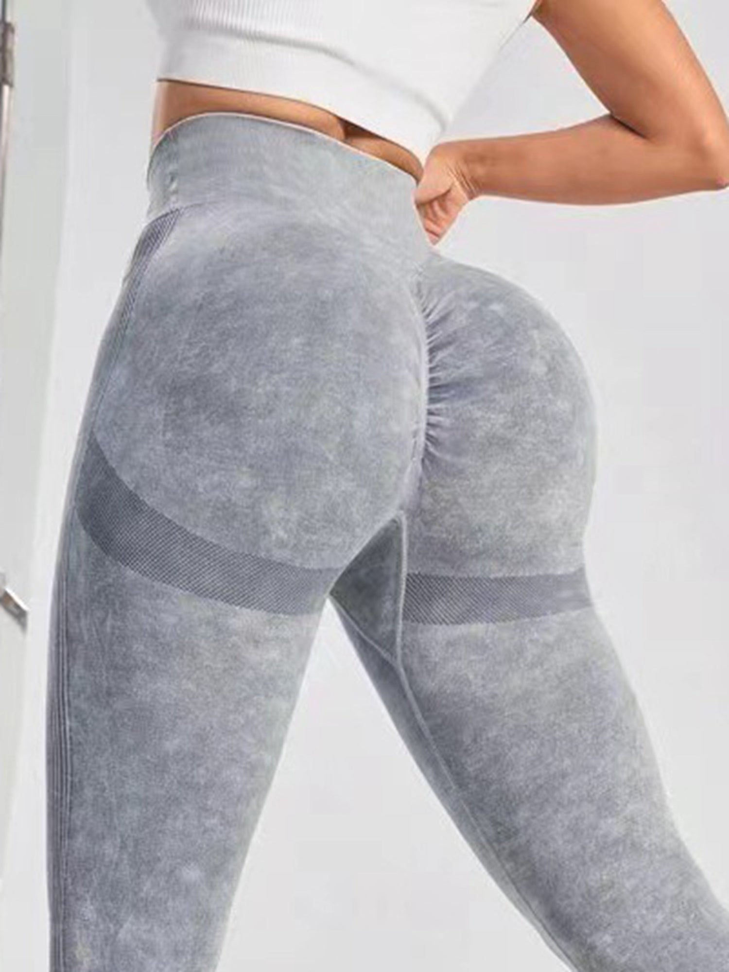 ZASUWA Female Denim V-shape Waist Scrunch Bum Leggings