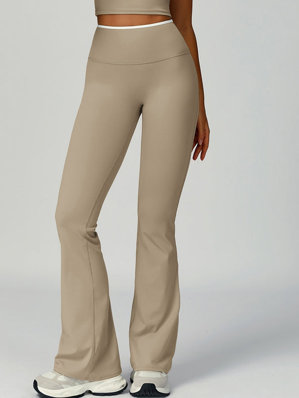 ZASUWA Female Contrast Color Stripe High-rise Flare Leggings