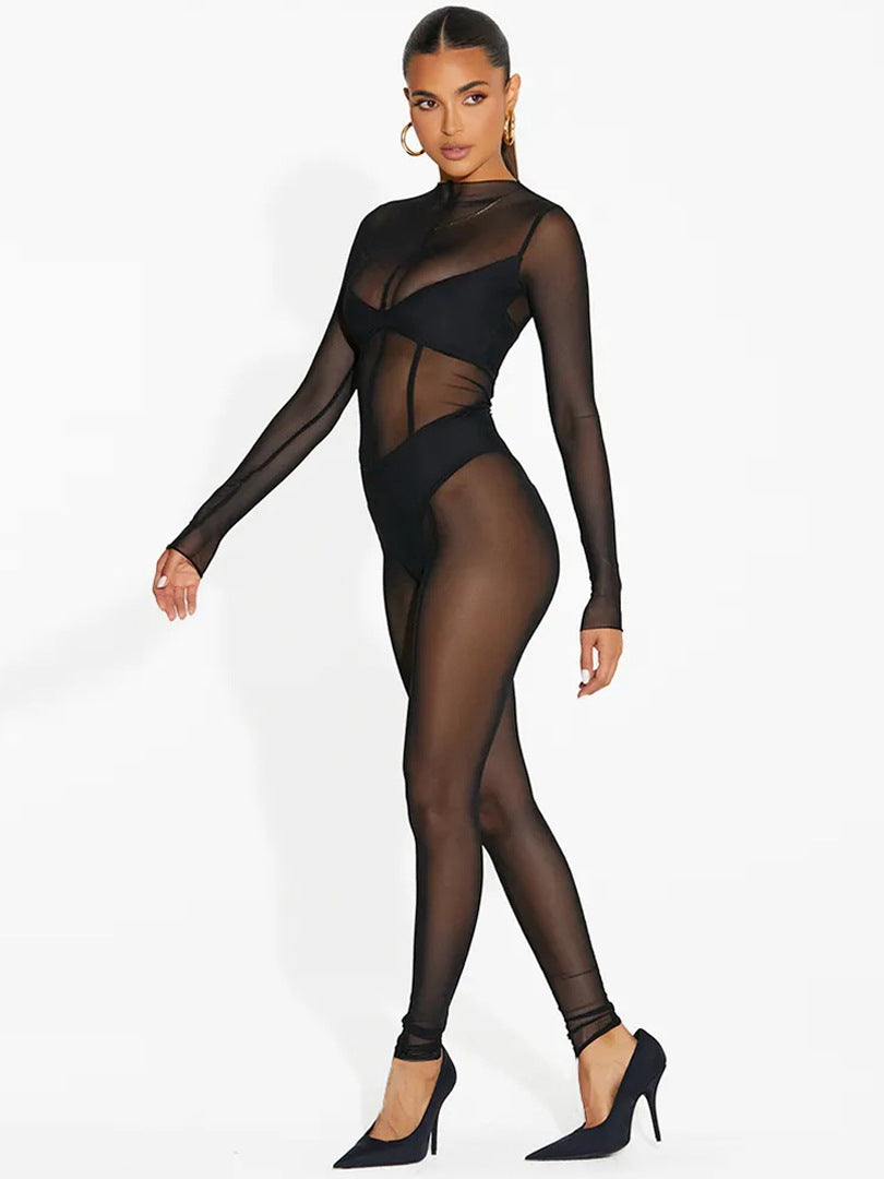 ?ZASUWA Female Sexy Mesh Yoga Jumpsuit