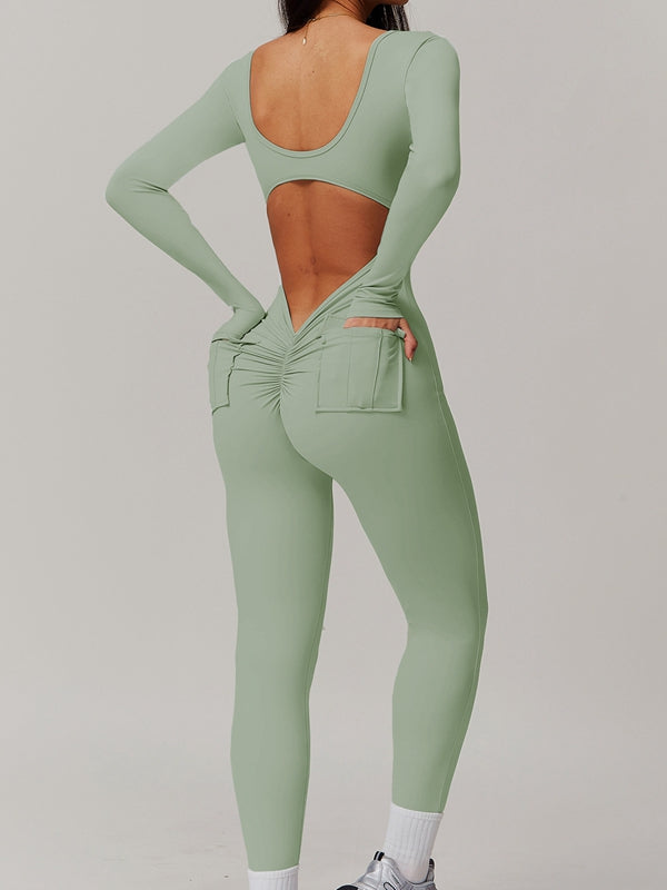 ZASUWA Female Sexy Cutout Pocket Booty Cargo Jumpsuit