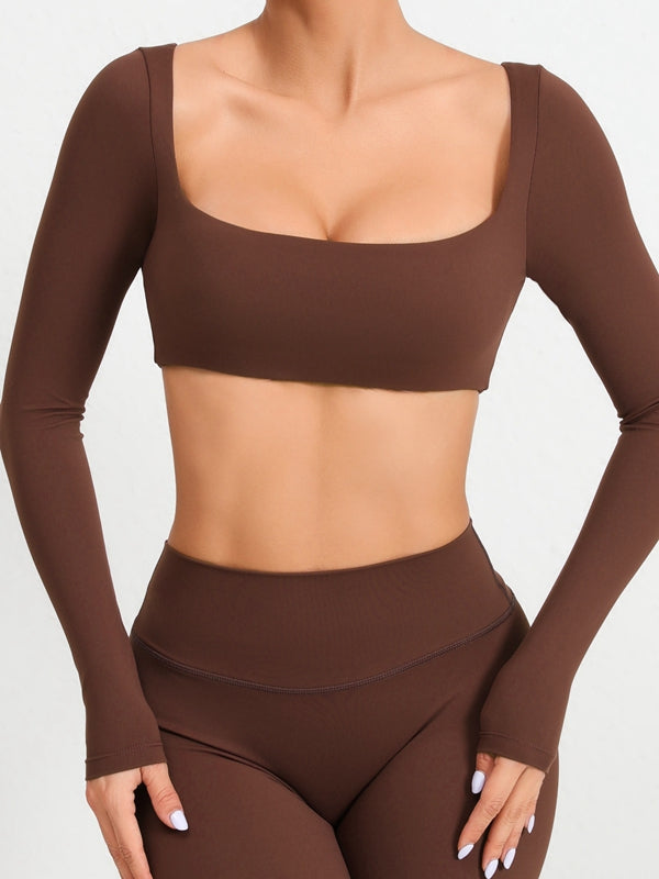 ZASUWA Female Solid Color With Chests Cropped Long Sleeves