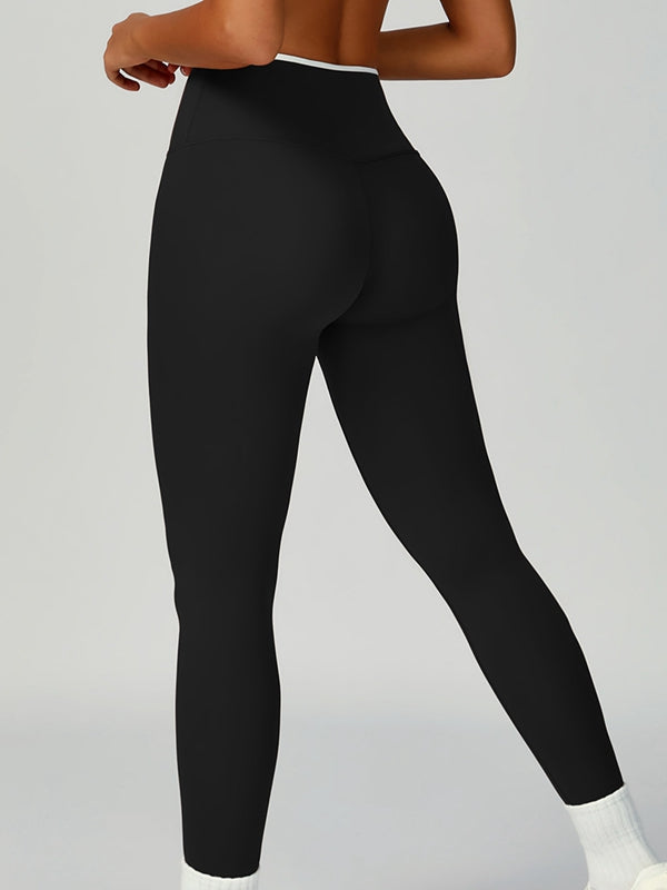 ZASUWA Female Contrast Color Stripe High-rise Flare Leggings