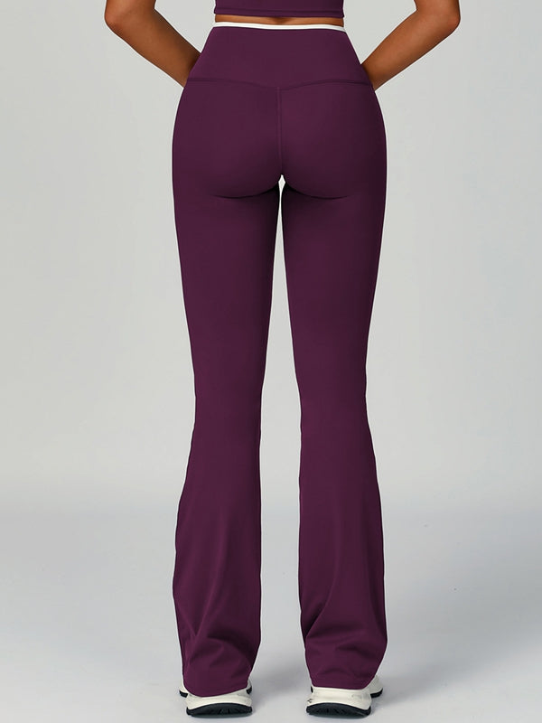 ZASUWA Female Contrast Color Stripe High-rise Flare Leggings