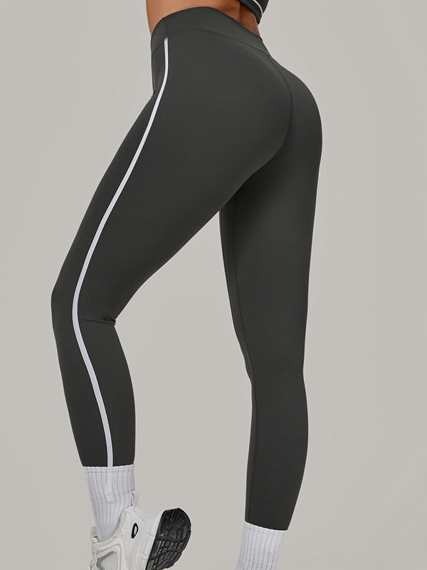 ZASUWA Female Contrast Color Stripe High-rise Leggings
