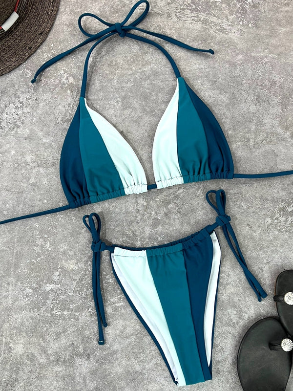 ?ZASUWA Female Sexy Rainbow Contrast Color Bikini Set