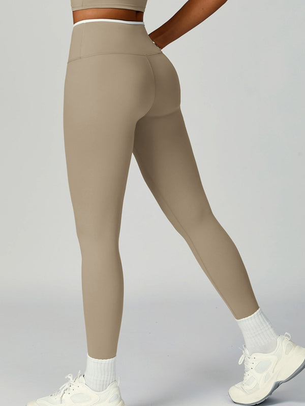 ZASUWA Female Contrast Color Stripe High-rise Flare Leggings