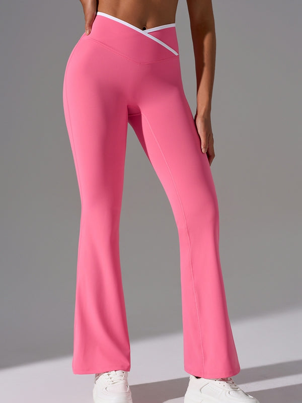 ZASUWA Female Contrast Color V-shape Waist Flare Leggings