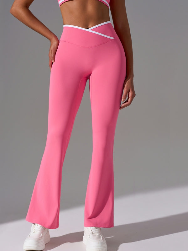 ZASUWA Female Contrast Color V-shape Waist Flare Leggings